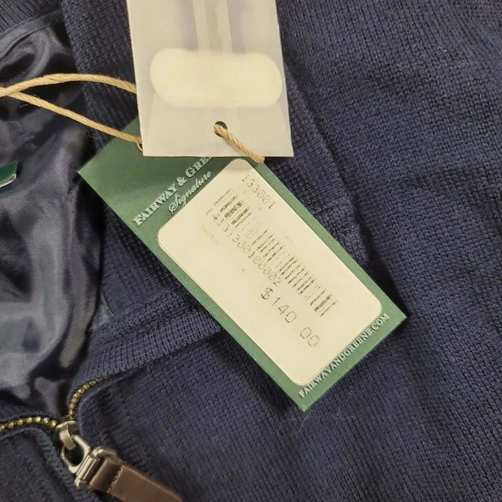 Fairway & Greene Sweater Vest Mens Small Navy Merino Wool Windstopper NEW‎